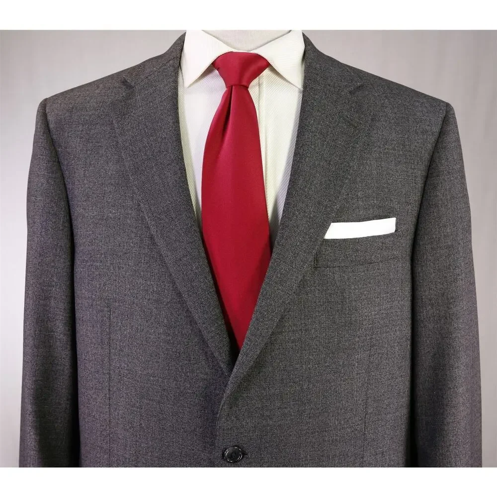 Hart Schaffner Marx Very Recent Gray Tic Woven 2-Btn Wool Suit 44L